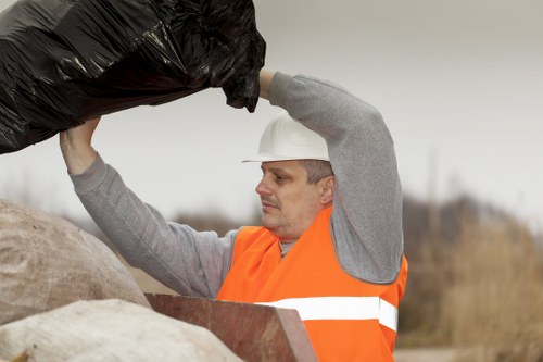 Professional waste clearance team at a Brent Cross construction site